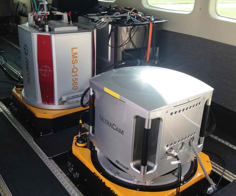 GSM 4000 Mounts with Riegl LMS Q1560 lidar and GSM 4000 with UltraCam aerial camera system